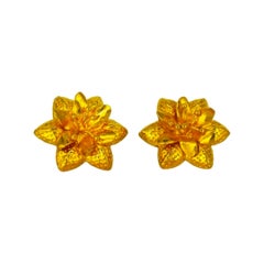 Antique 23 Karat 965% Gold Flower Stud Earrings