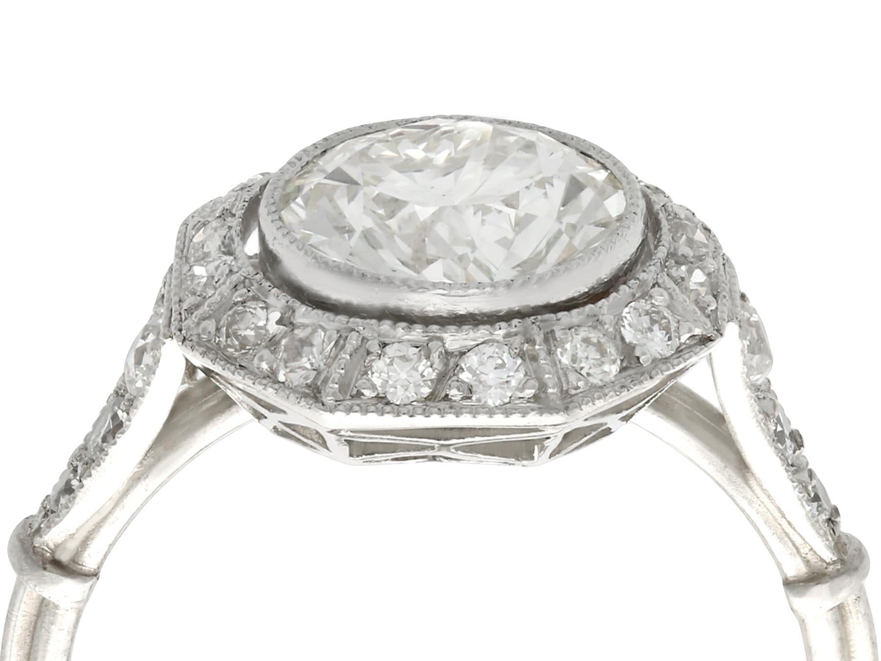 Art Deco Antique 2.30 Carat Diamond Platinum Engagement Ring