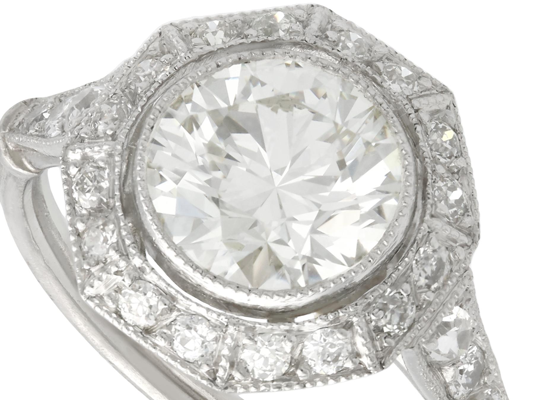 Round Cut Antique 2.30 Carat Diamond Platinum Engagement Ring