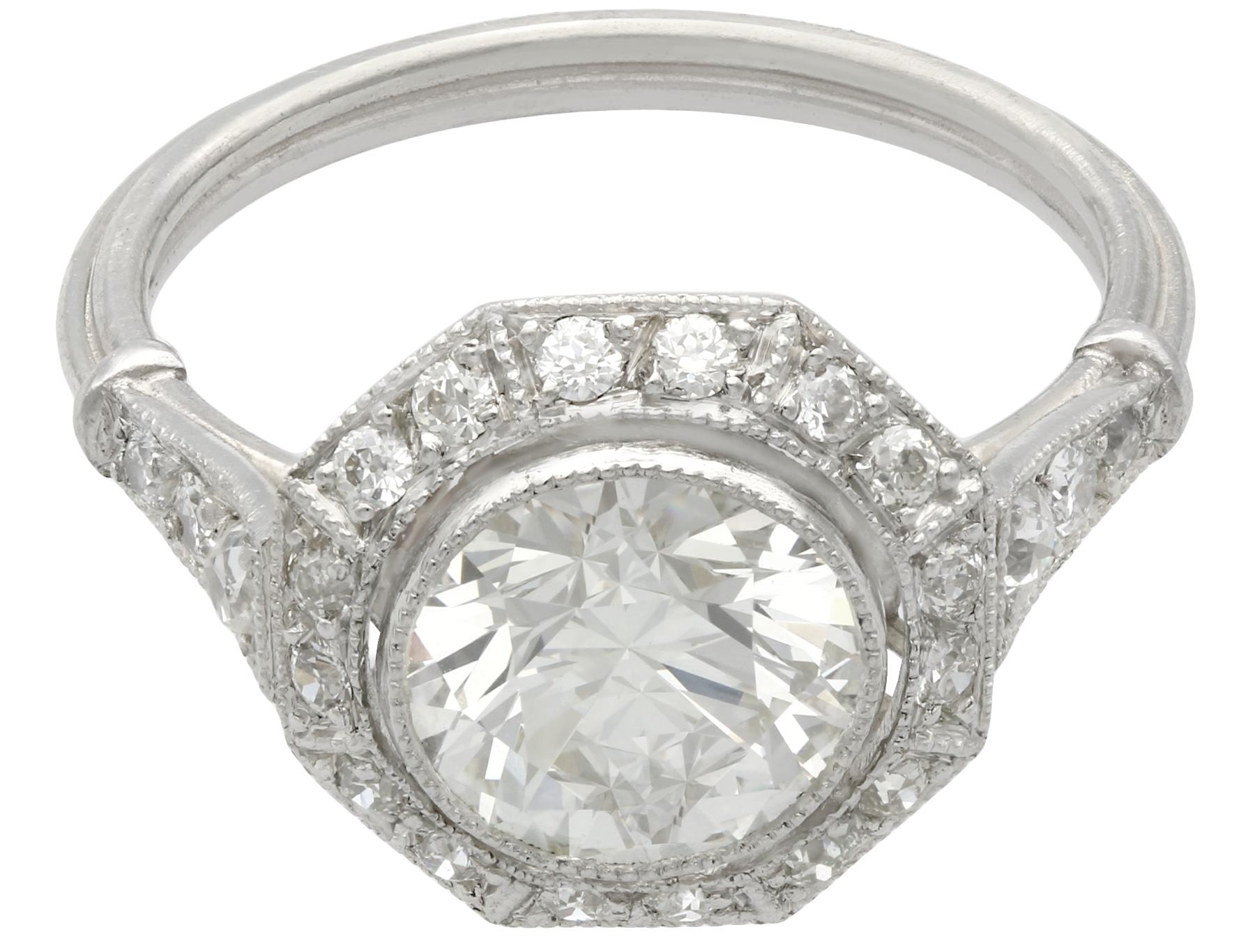 Antique 2.30 Carat Diamond Platinum Engagement Ring In Excellent Condition In Jesmond, Newcastle Upon Tyne