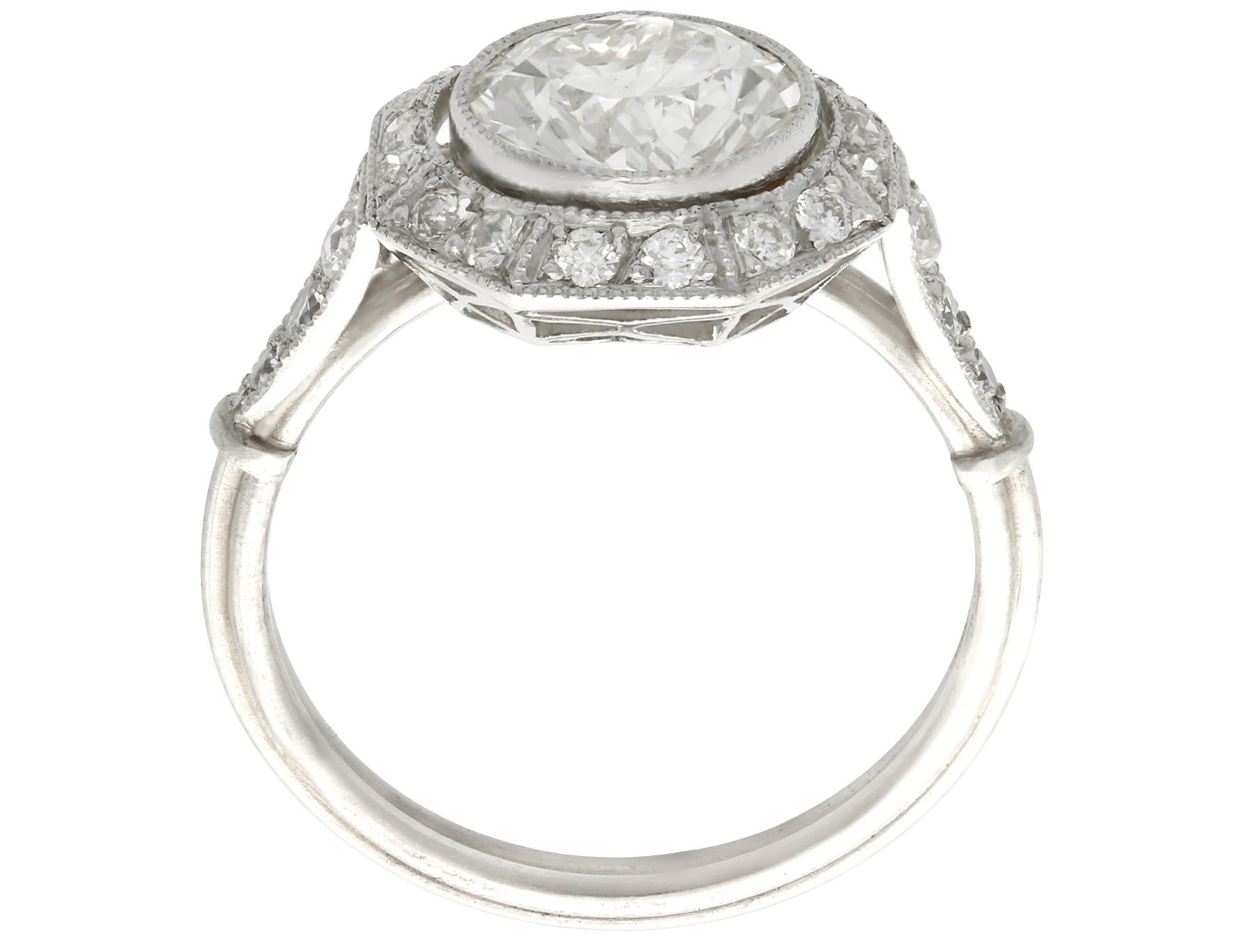 Women's or Men's Antique 2.30 Carat Diamond Platinum Engagement Ring