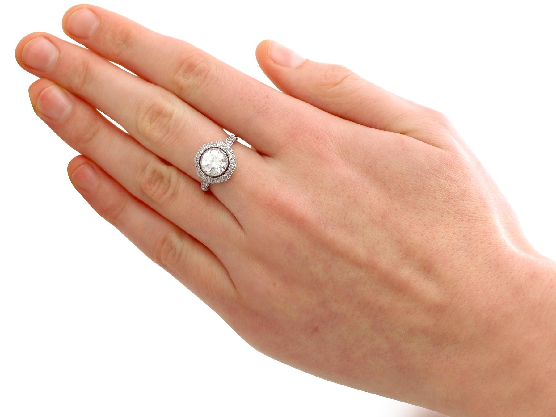 Antique 2.30 Carat Diamond Platinum Engagement Ring 1