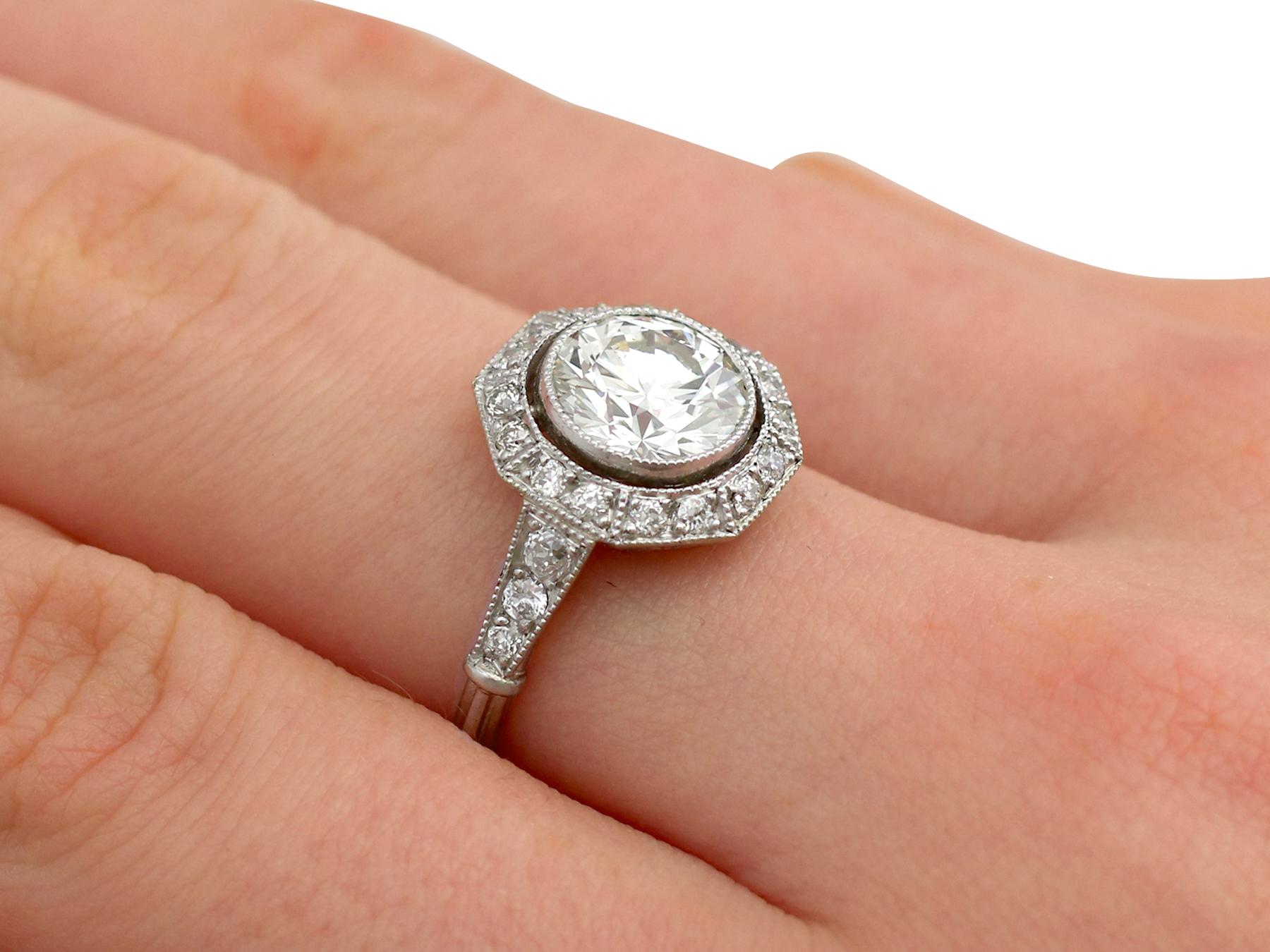 Antique 2.30 Carat Diamond Platinum Engagement Ring 2