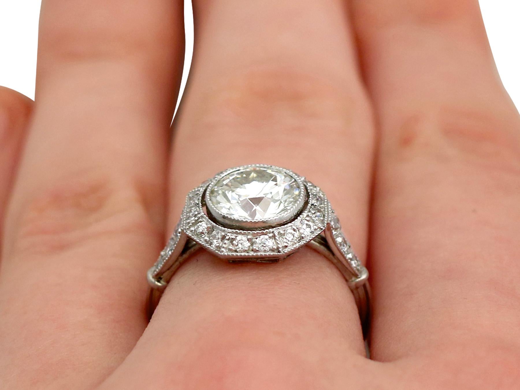 Antique 2.30 Carat Diamond Platinum Engagement Ring 3