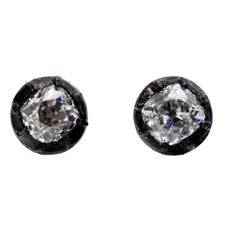 Orecchini a perno in oro rosa 14k con diamante antico da 2,30 carati di peso totale