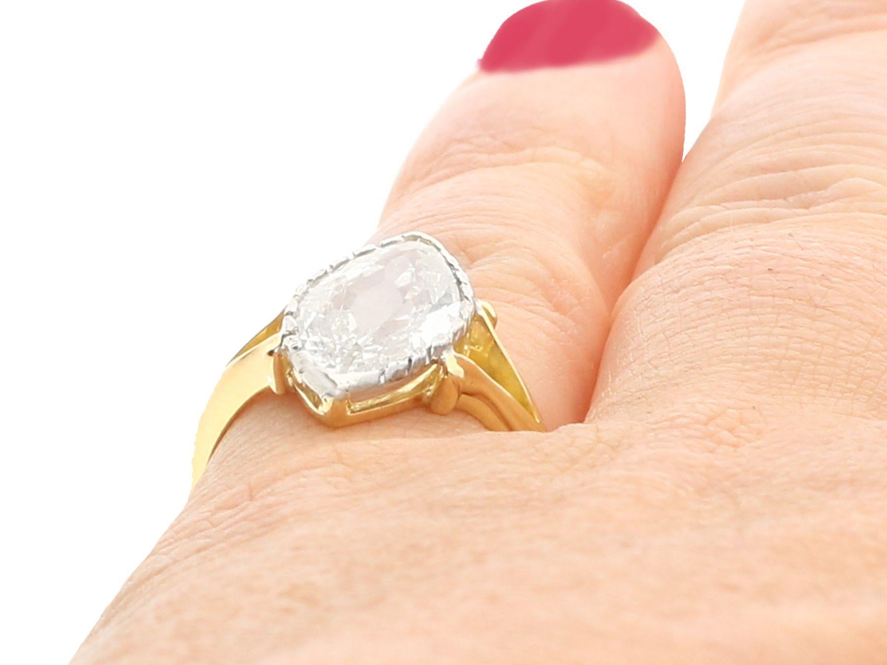 Antique 2.35 Carat Diamond and Yellow Gold Solitaire Ring, Circa 1900 2