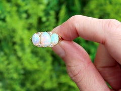 Antique Diamond 2.35 White Opal 18k Yellow Gold Trilogy Ring