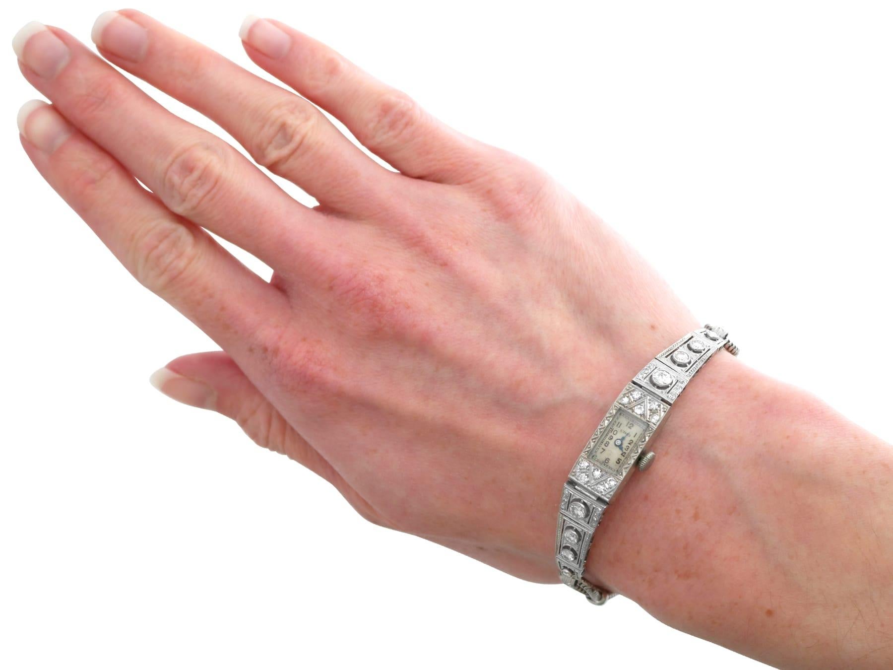 Antique 2.36 Carat Diamond and Platinum Cocktail Watch Circa 1925 For Sale 5