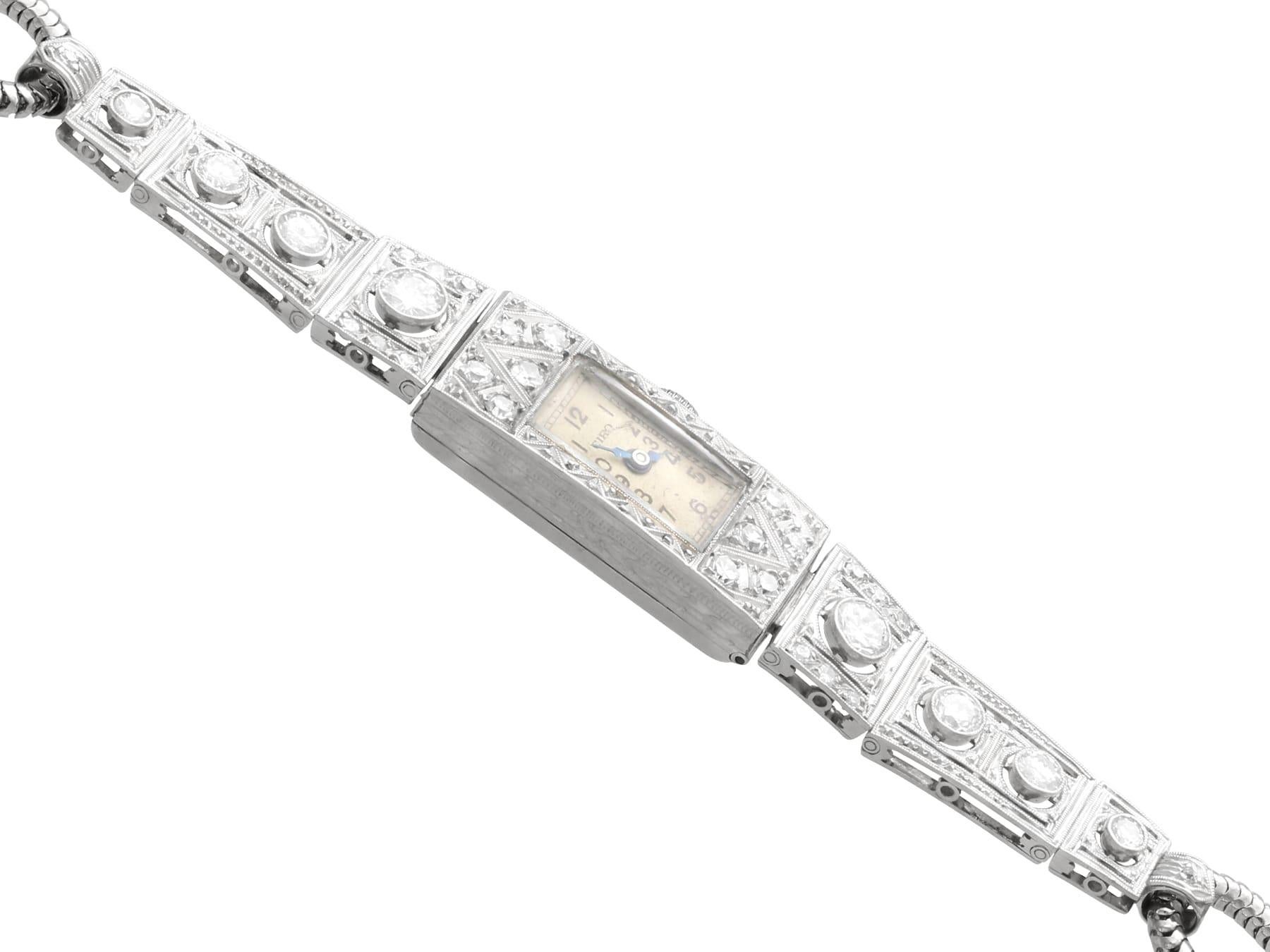 Women's or Men's Antique 2.36 Carat Diamond and Platinum Cocktail Watch Circa 1925 For Sale