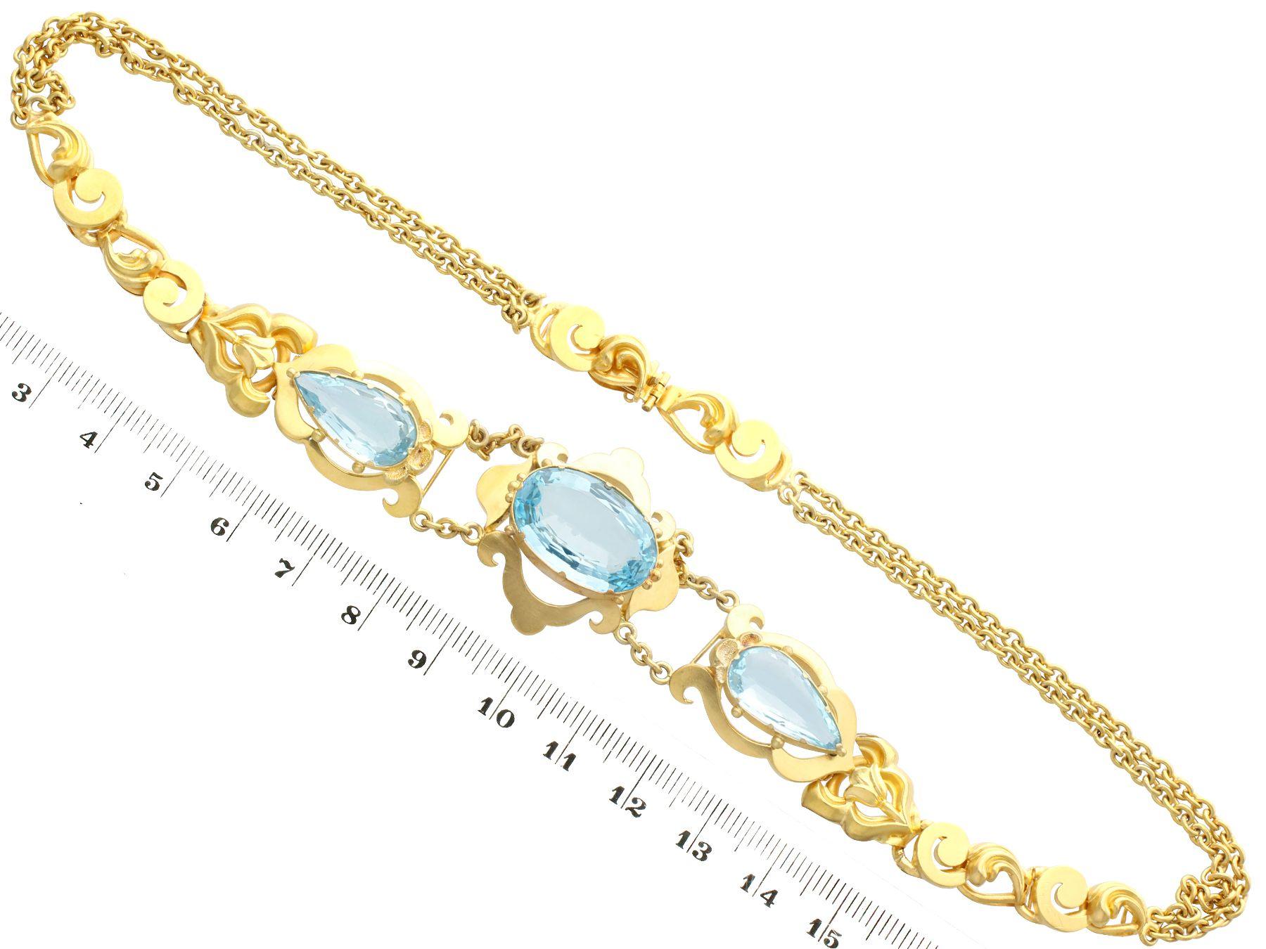 Antique 23.72ct Aquamarine and Yellow Gold Necklace Circa 1850 1