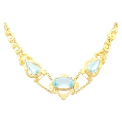 Antique 23.72ct Aquamarine and Yellow Gold Necklace Circa 1850