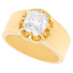 Antiker 2,38 Karat Diamant und 18k Gelbgold Unisex- Solitär-Ring