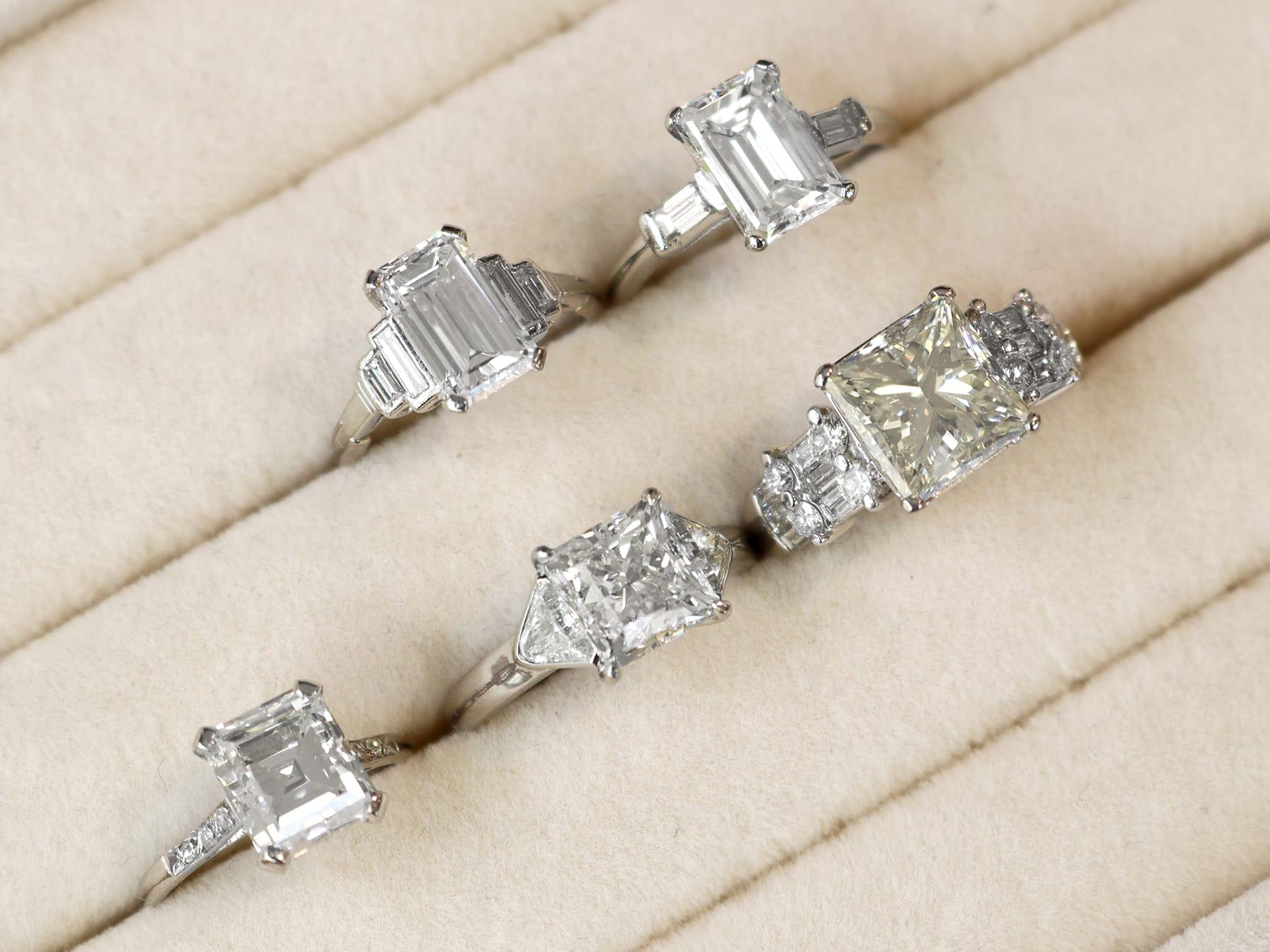 Emerald Cut Antique 2.38 Carat Diamond and Platinum Solitaire Engagement Ring, Circa 1935 For Sale