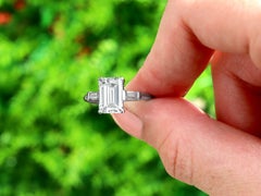 Antique 2.38 Carat Diamond and Platinum Solitaire Engagement Ring, Circa 1935