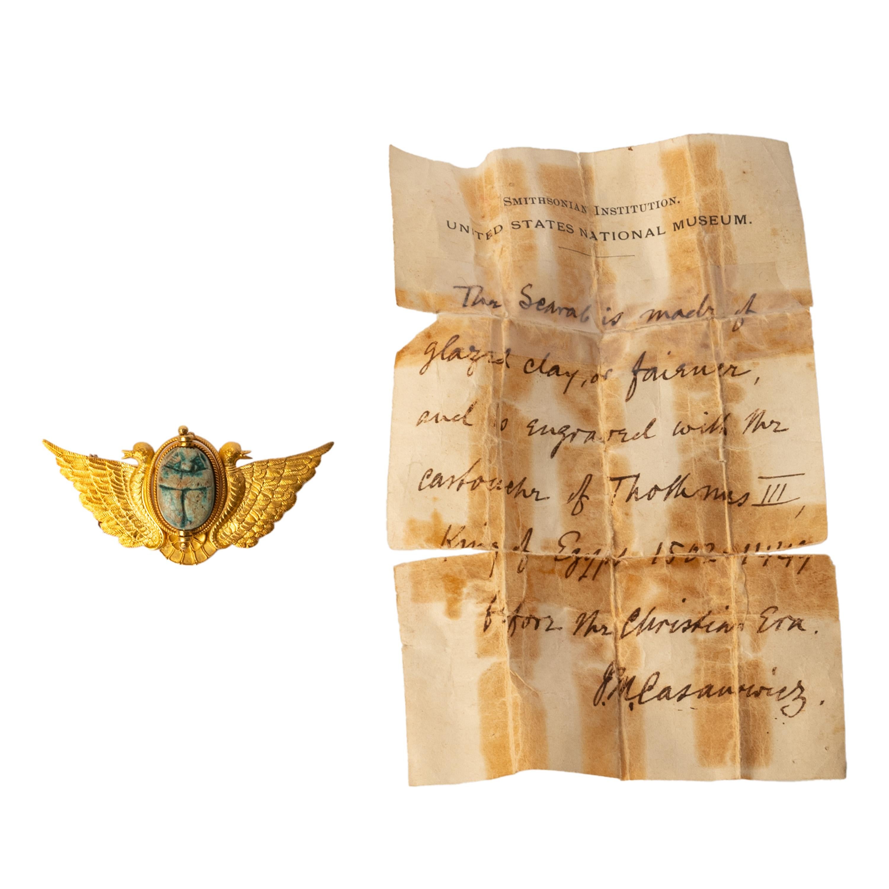 Antique 24 Karat Gold Egyptian Revival Scarab Pendant Brooch Cesare Tombini 1870 For Sale 8