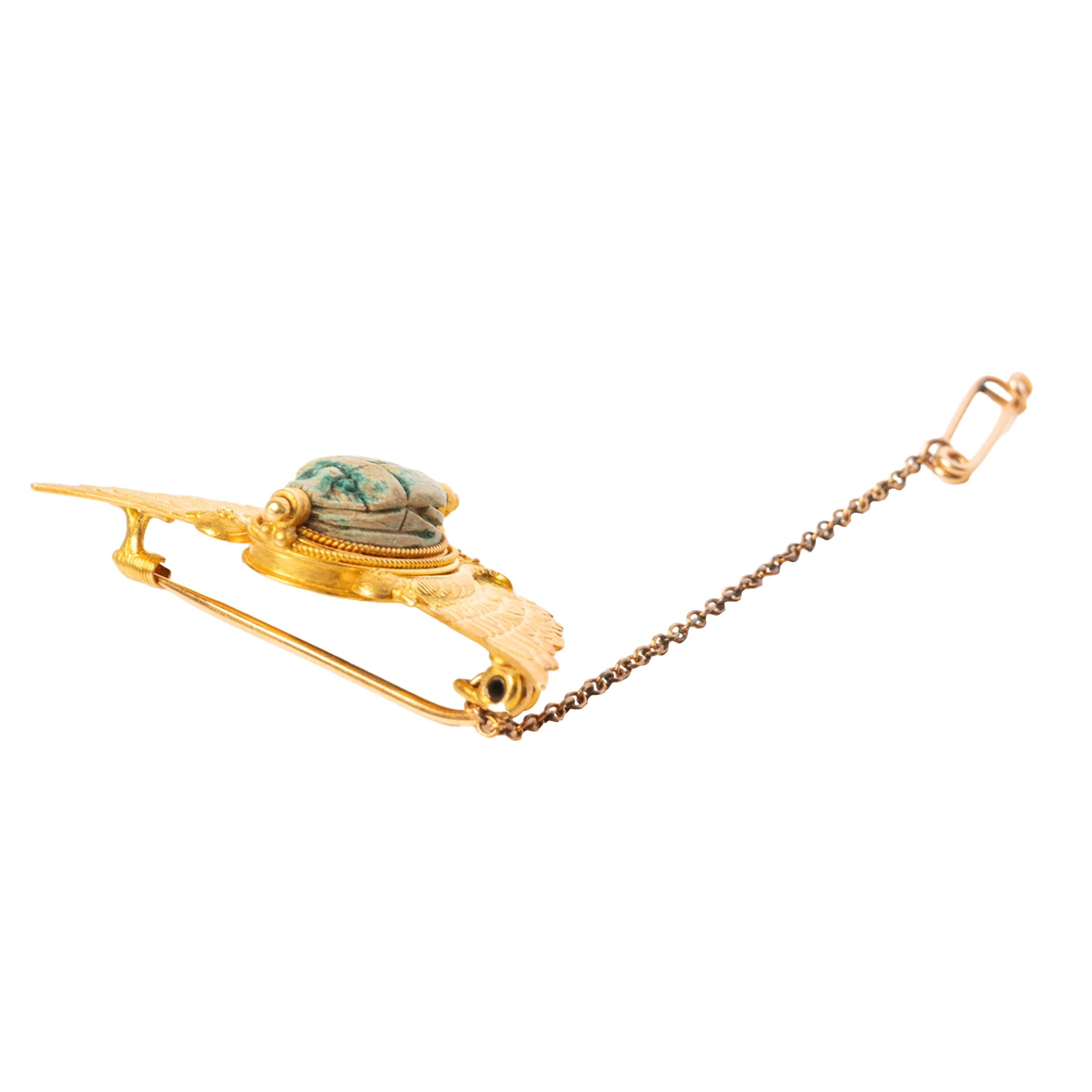Fin du XIXe siècle Cesare Tombini Broche pendentif scarabée néo-égyptien ancienne en or 24 carats, 1870 en vente