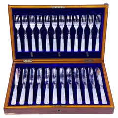 Antique 24-piece Fish set 1913 Fitted Box