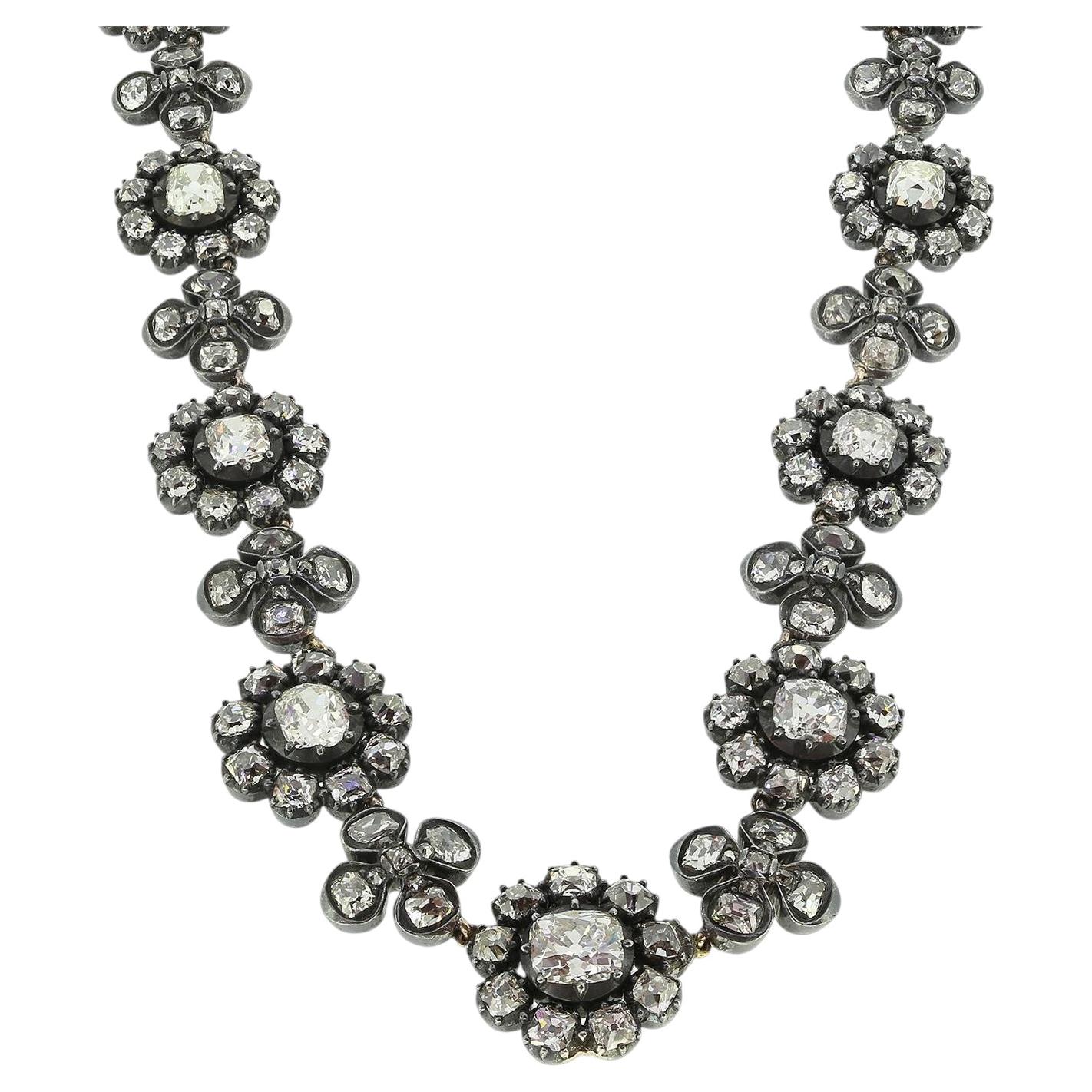 Antique 24.00 Carat Diamond Pansy Necklace