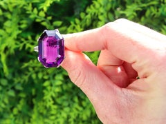 Antique 24.02 Carat Amethyst and 0.28 Carat Diamond Platinum Ring Circa 1925