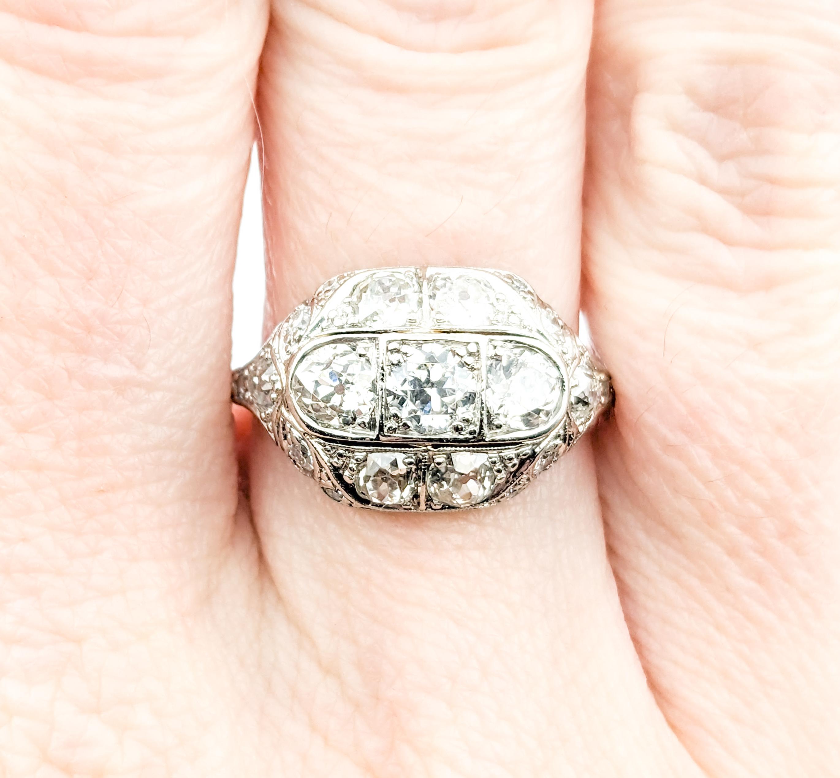 Antique 2.40ctw Mine Cut Diamonds Ring In Platinum In Excellent Condition In Bloomington, MN