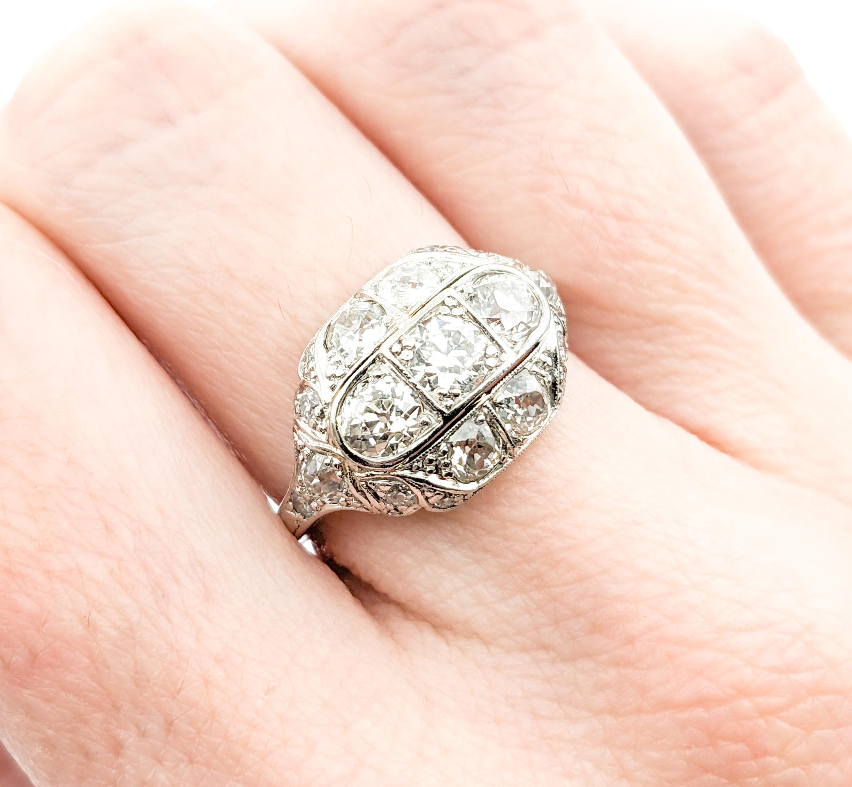 Women's Antique 2.40ctw Mine Cut Diamonds Ring In Platinum For Sale