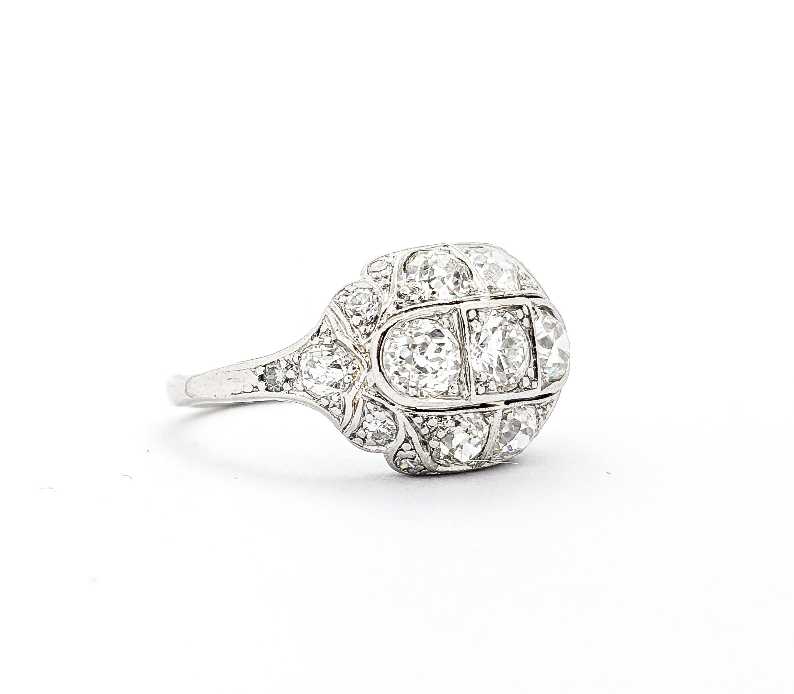 Antique 2.40ctw Mine Cut Diamonds Ring In Platinum For Sale 1