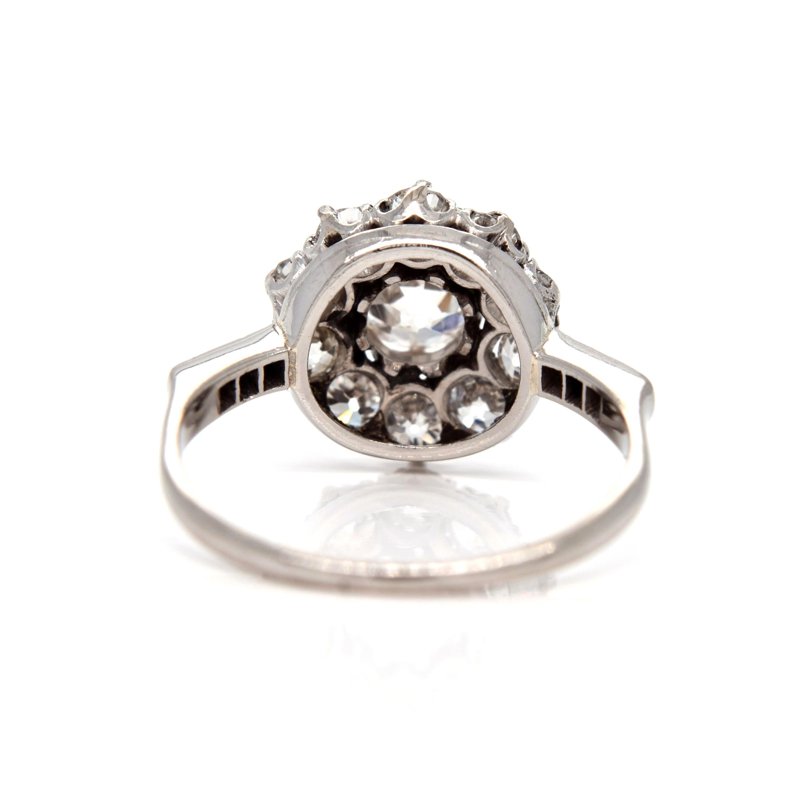 Old European Cut Antique 2.41ct old European cut diamond cluster ring For Sale