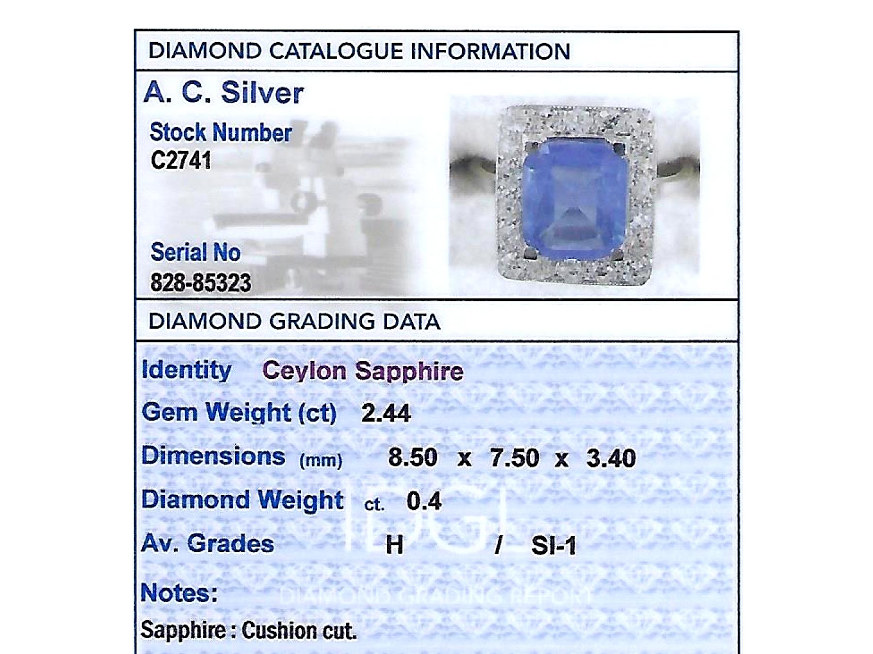 Antique 2.44 Carat Ceylon Sapphire and Diamond Yellow Gold Ring 2