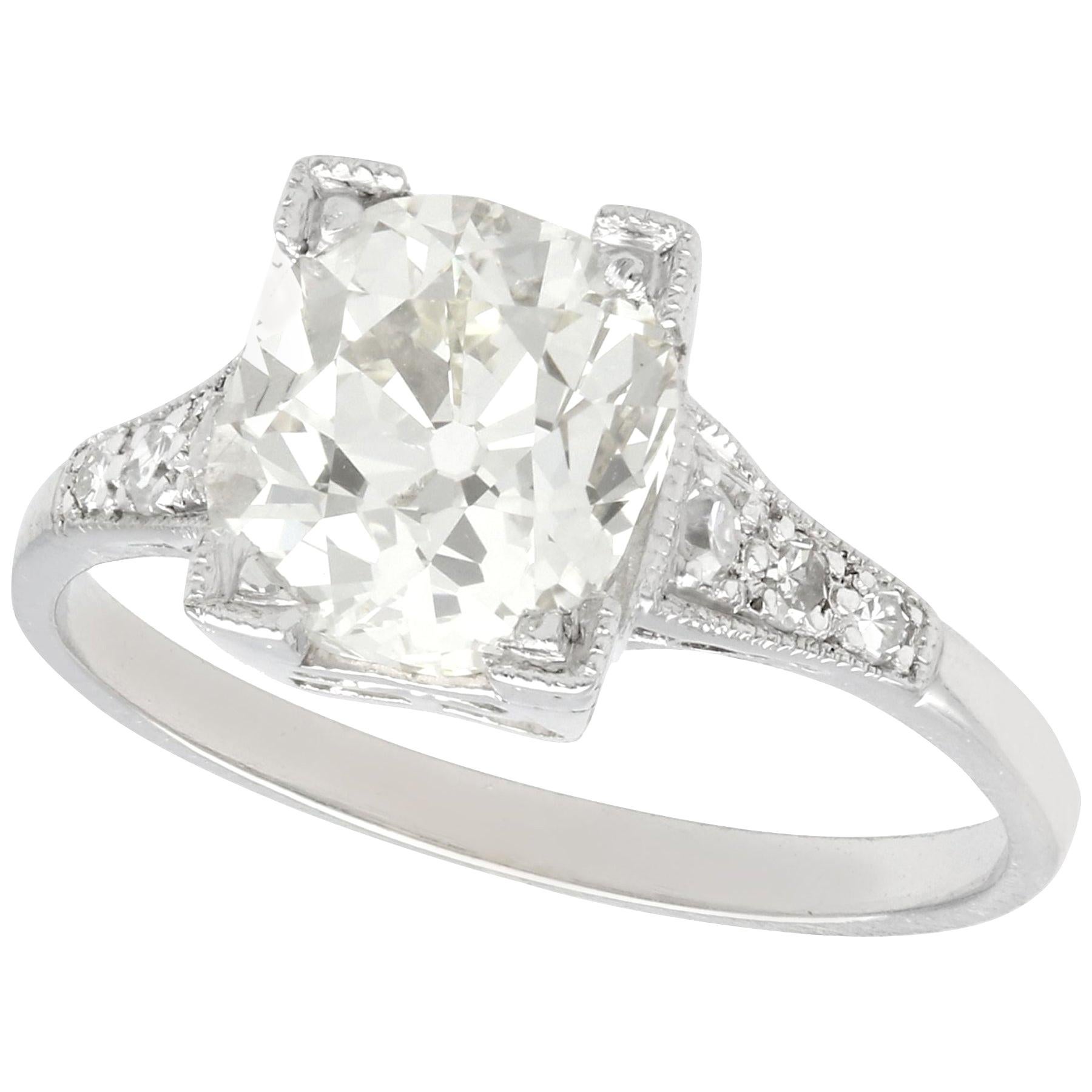 Antique 2.45 Carat Diamond and Platinum Solitaire Engagement Ring, Circa 1930