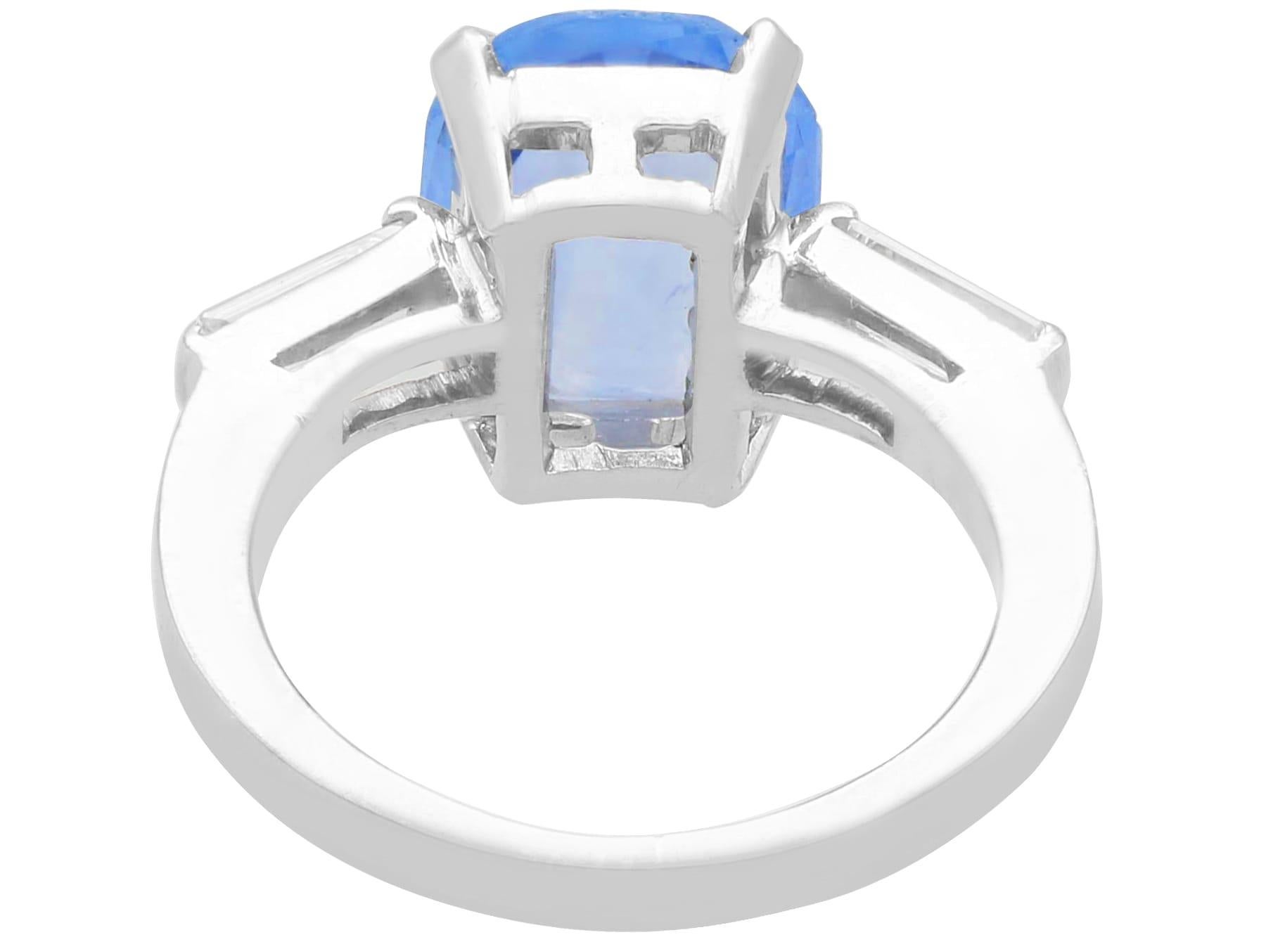 Cushion Cut Antique 2.46 Carat Ceylon Sapphire and Diamond 18k White Gold Dress Ring For Sale