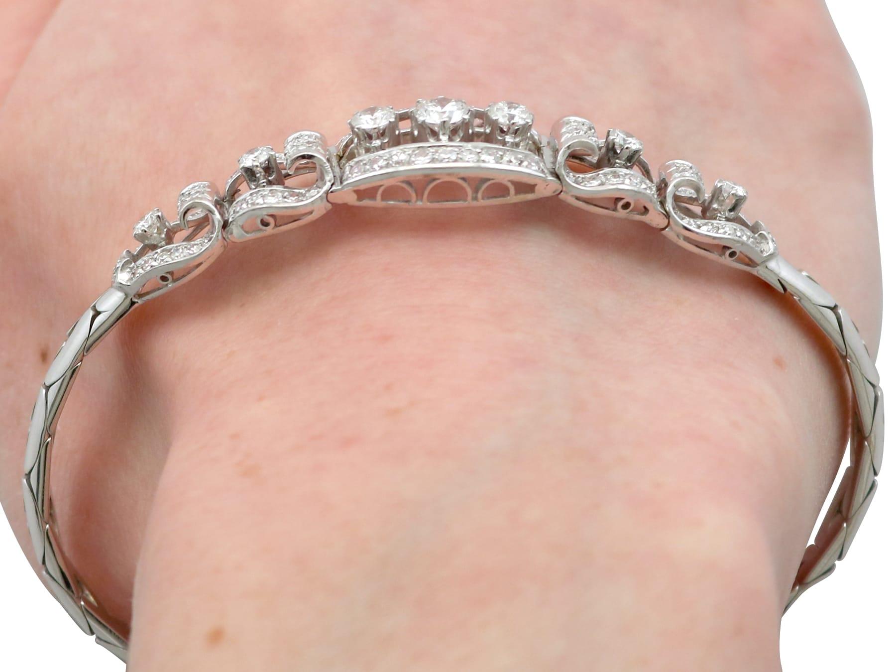 Antique 2.47Ct Diamond and 18k White Gold Bracelet Circa 1935 For Sale 9