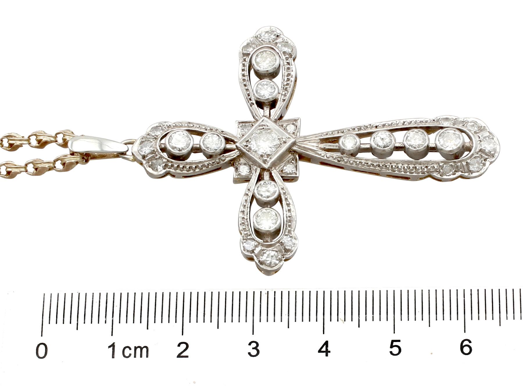 Antique 2.48 Carat Diamond and Yellow Gold Cross Pendant 1