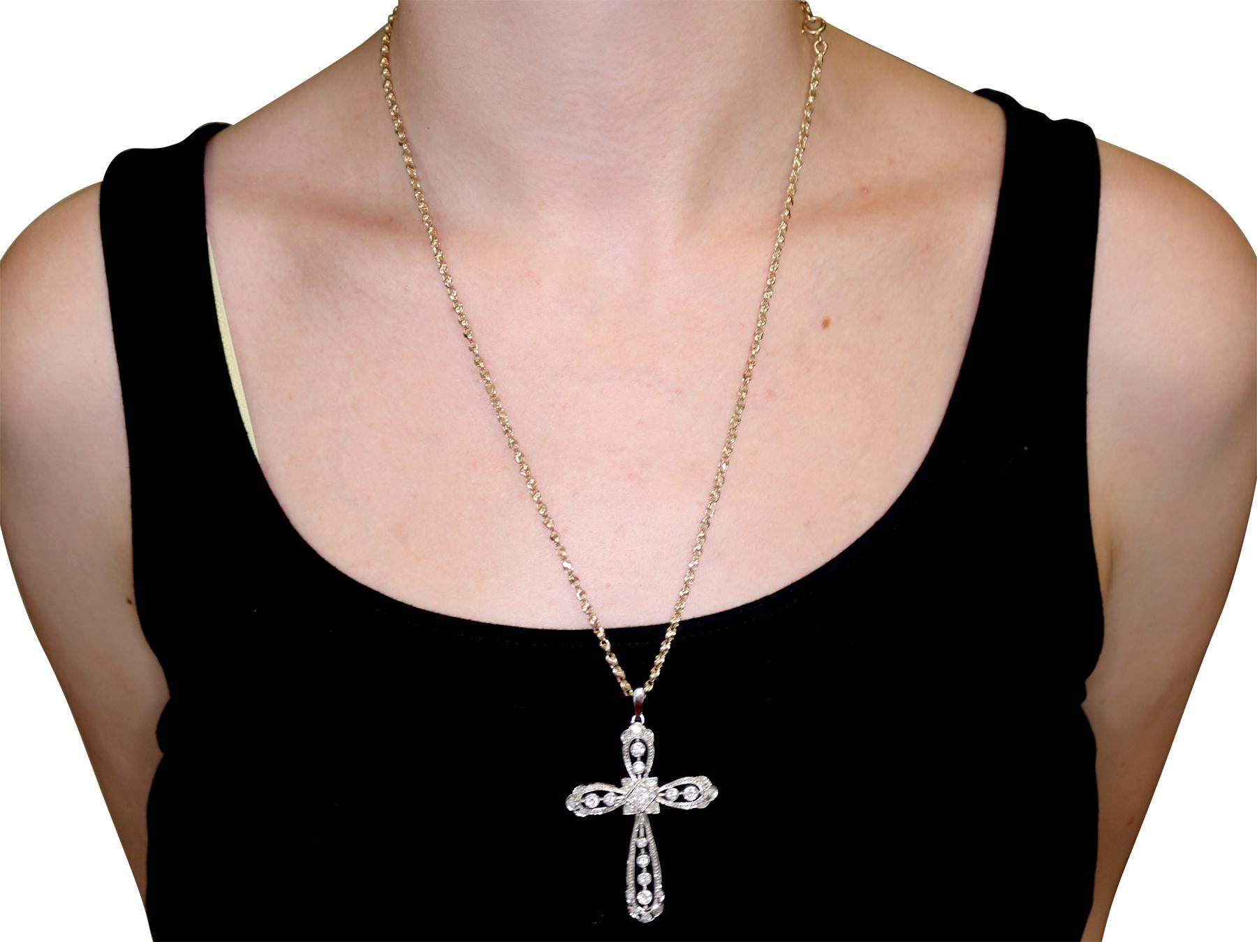 Antique 2.48 Carat Diamond and Yellow Gold Cross Pendant 2