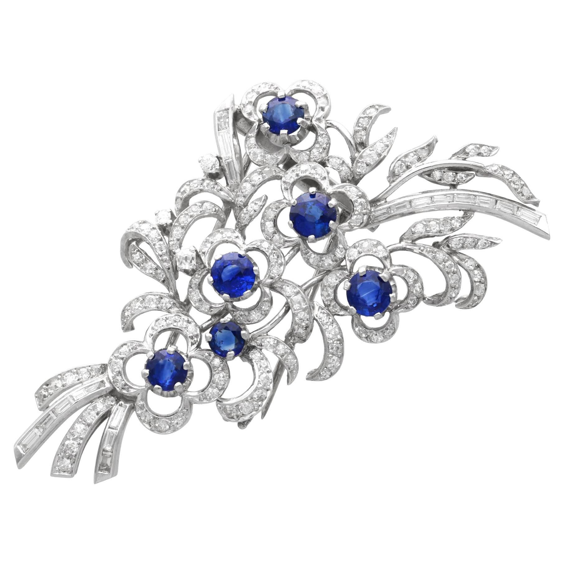 Broche ancienne en saphir de 2,48 carats et diamant de 2,80 carats en platine Circa 1935