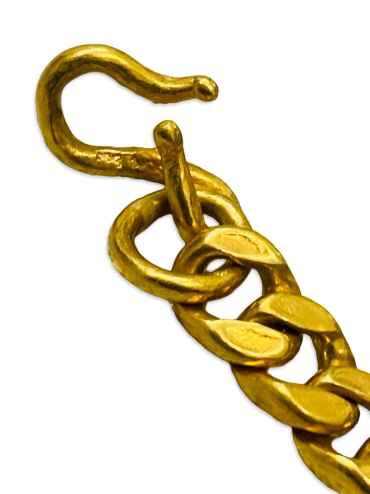 Antique 24k 999.9% 8mm Fancy Boxed Curb Link ID Bracelet For Sale 8