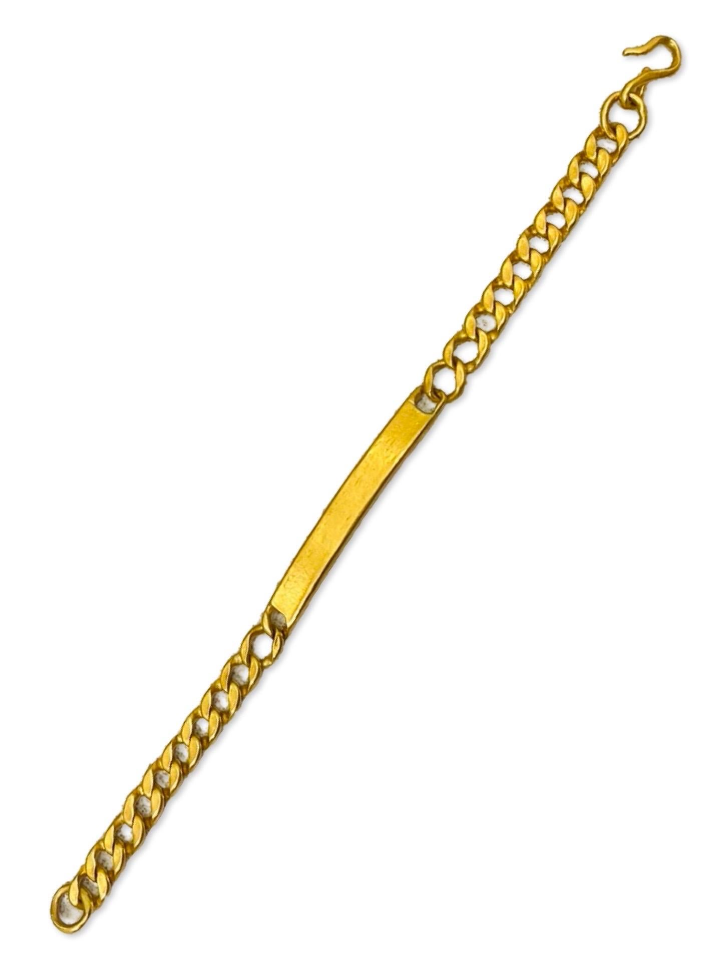 Antique 24k 999.9% 8mm Fancy Boxed Curb Link ID Bracelet For Sale 1