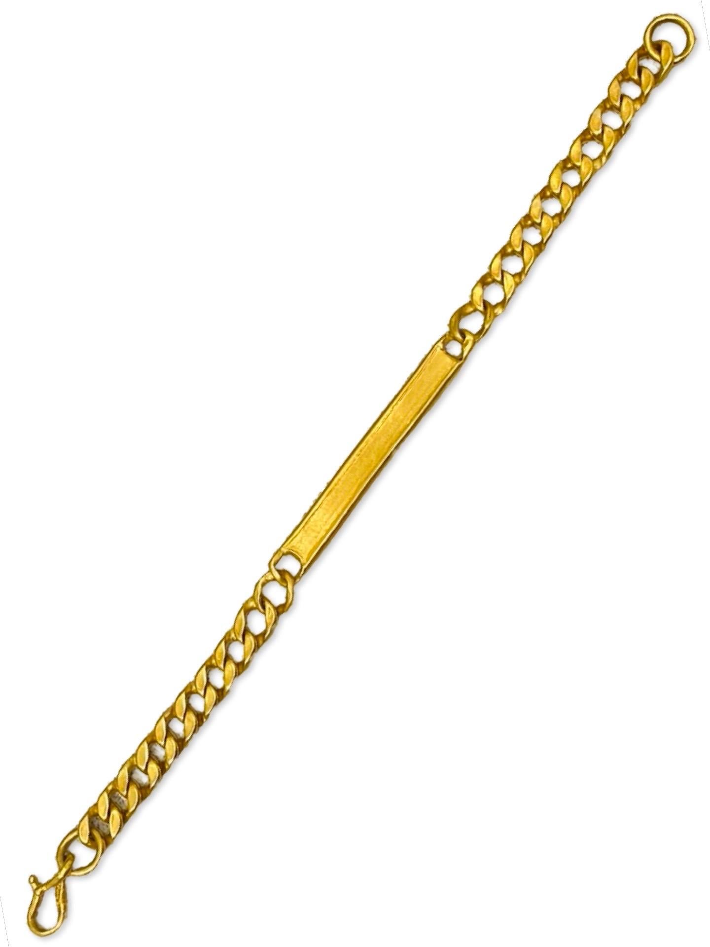 Antique 24k 999.9% 8mm Fancy Boxed Curb Link ID Bracelet For Sale 2