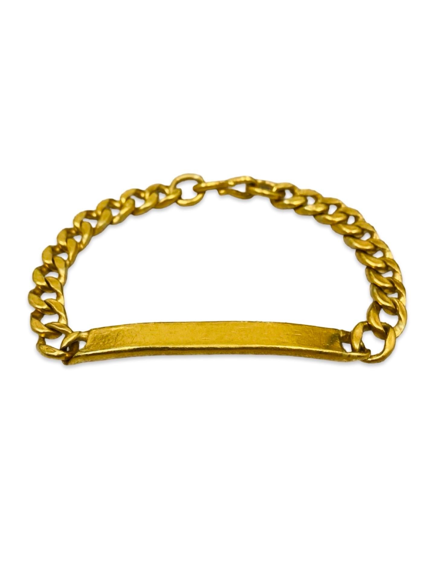 Antique 24k 999.9% 8mm Fancy Boxed Curb Link ID Bracelet For Sale 4