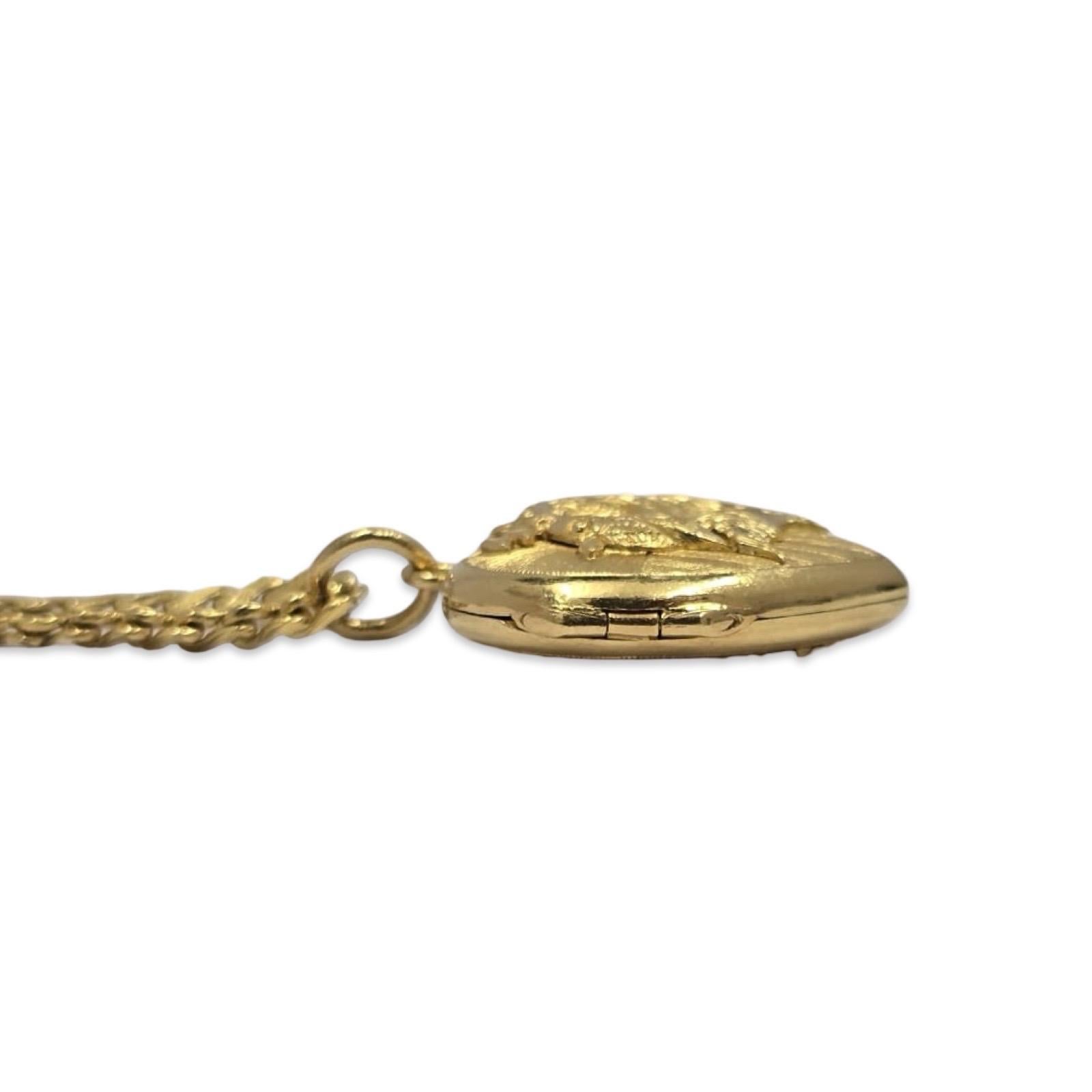 Collier ancien en or 24K avec médaillon en forme de coeur en forme de Koi chinois et script de santé en vente 4