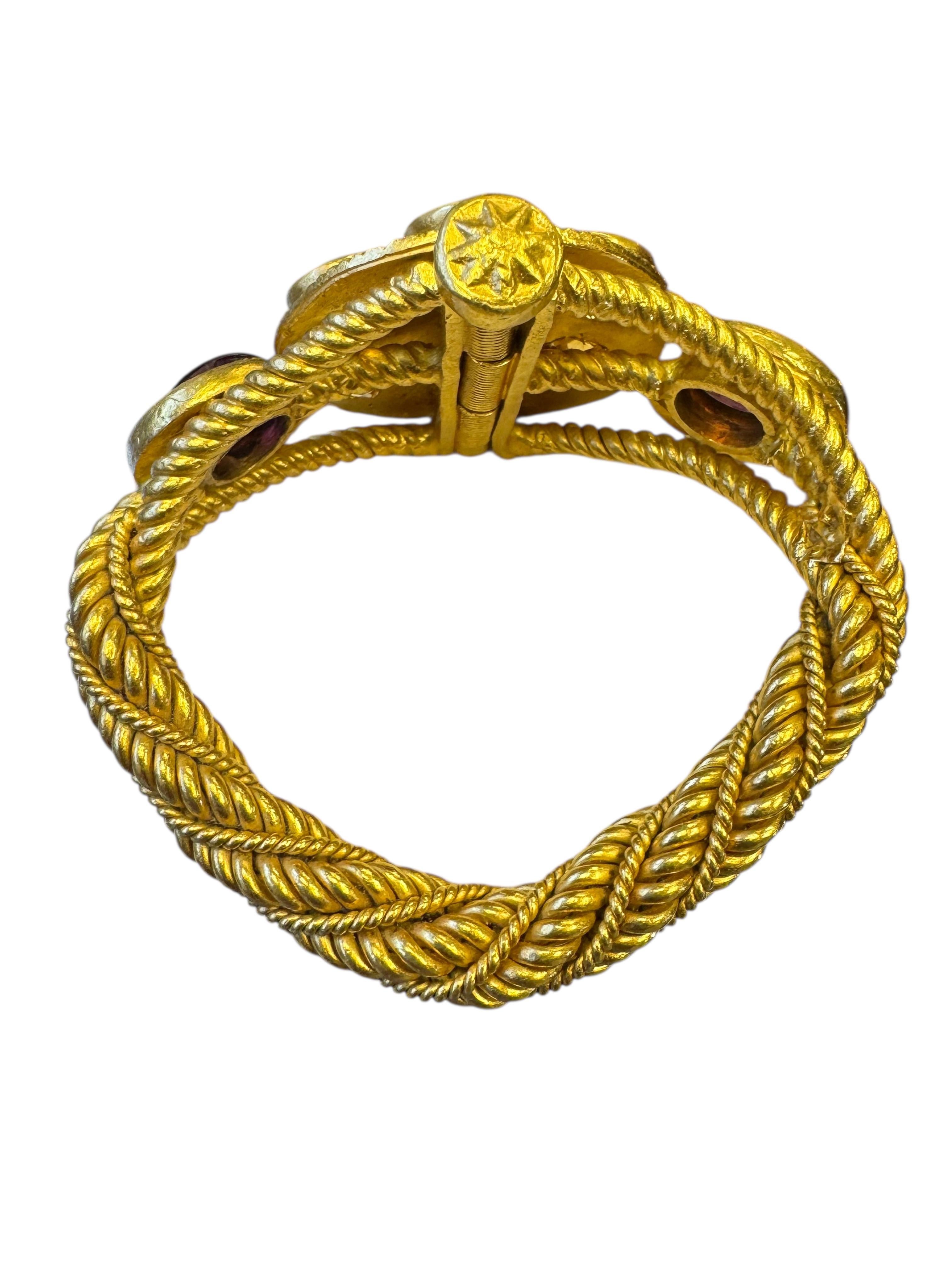 da uomo o donna Bracciale antico in oro 24 carati con citrino e tormalina rubellite in vendita