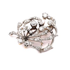 Broche ancienne en or 18k et platine avec 2,5 carats de diamant, circa 1930