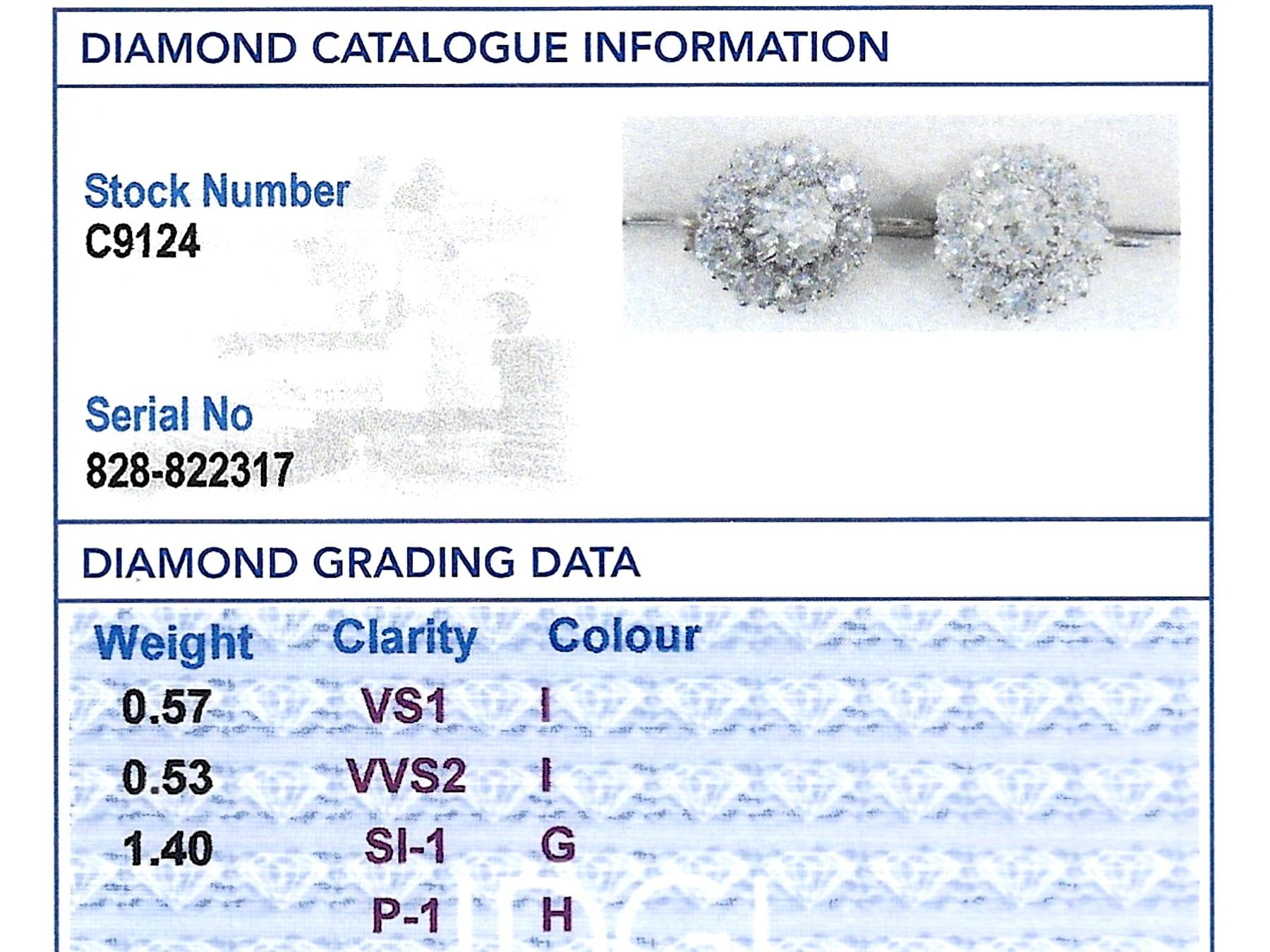 Antique 2.50 Carat Diamond and Platinum Cluster Earrings Circa 1900 For Sale 6