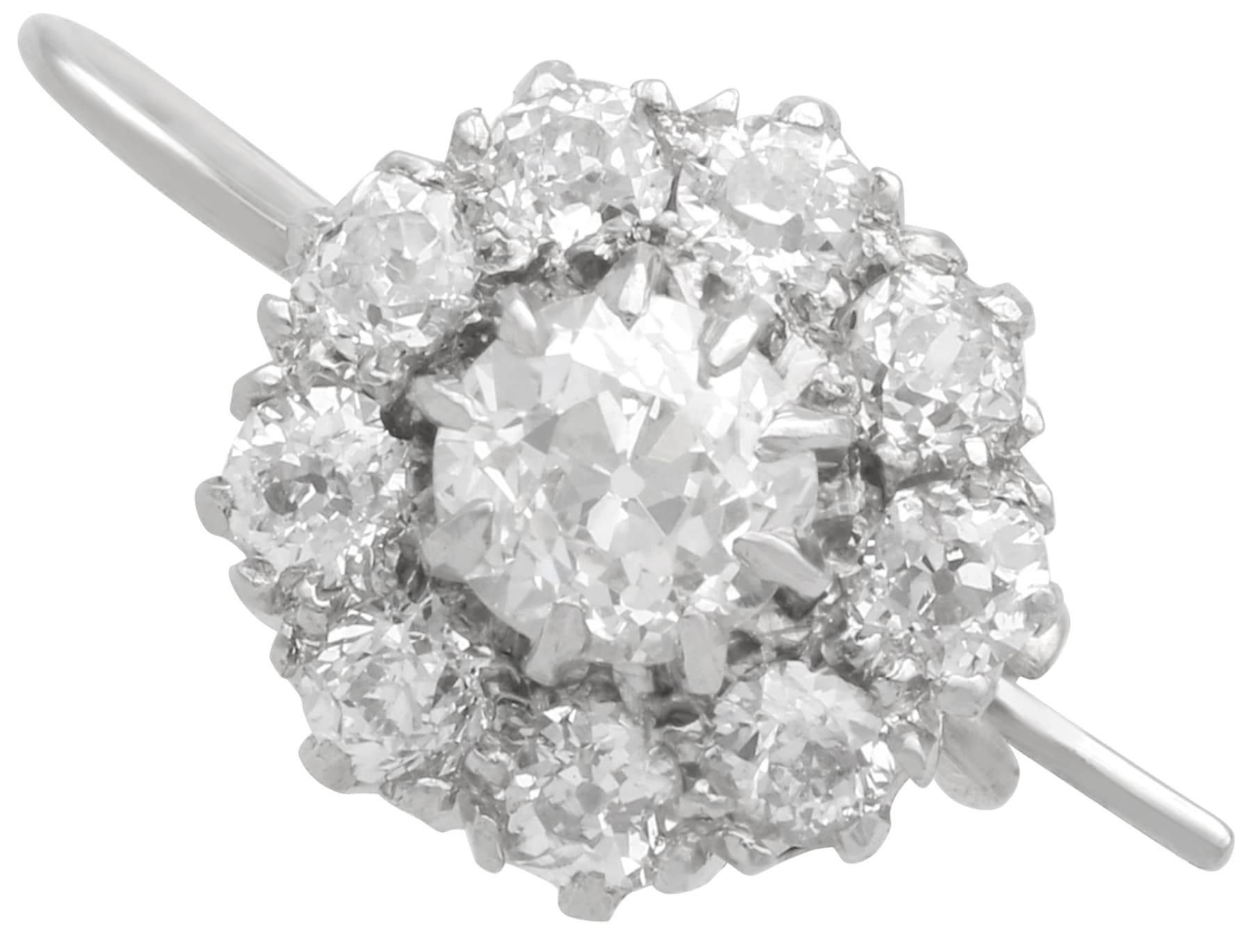 Women's or Men's Antique 2.50 Carat Diamond and Platinum Cluster Earrings Circa 1900 For Sale