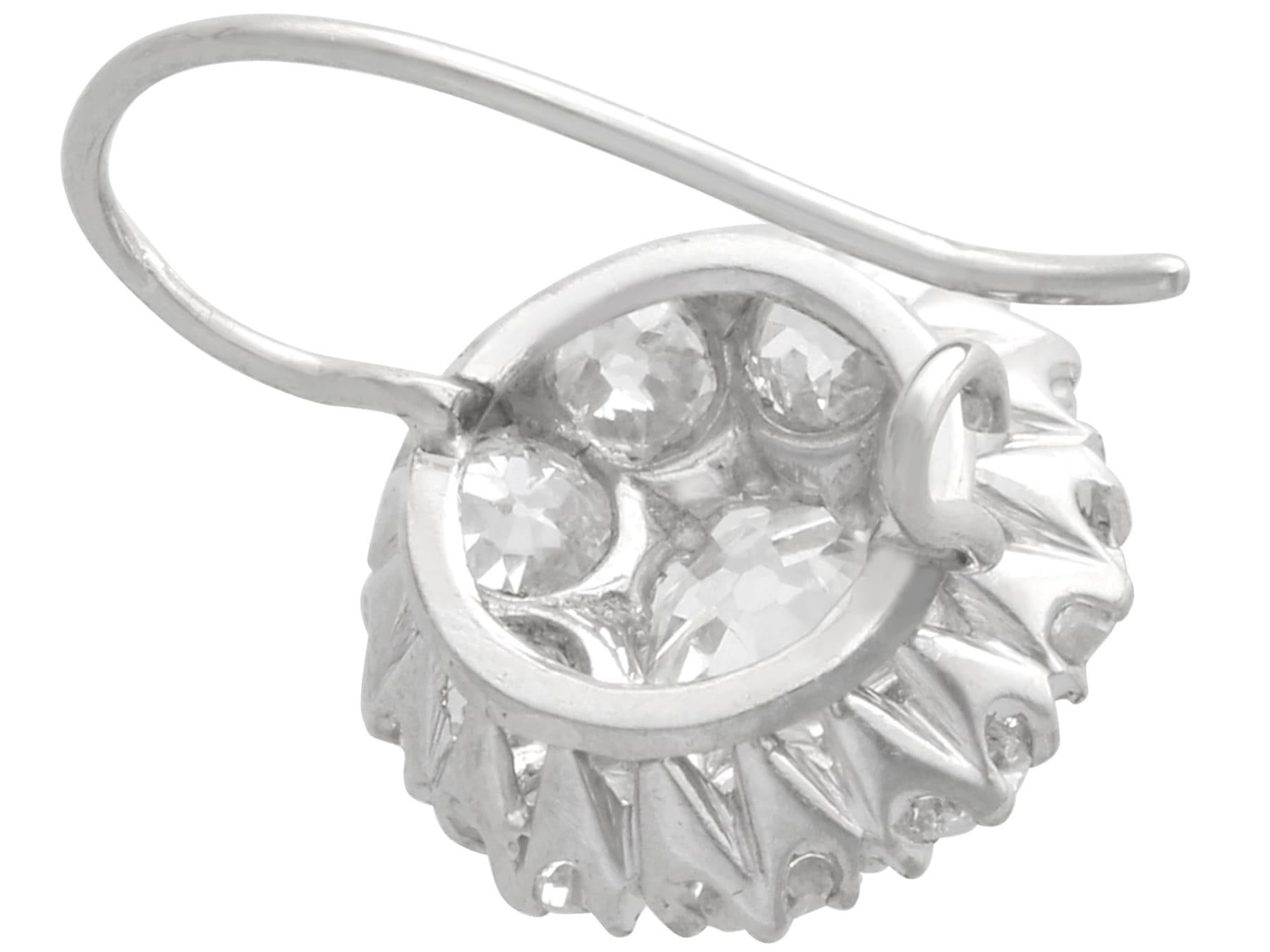 Antique 2.50 Carat Diamond and Platinum Cluster Earrings Circa 1900 For Sale 3
