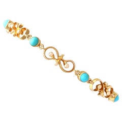 Antique 2.50 Carat Turquoise and 14k Yellow Gold Bracelet Circa 1900