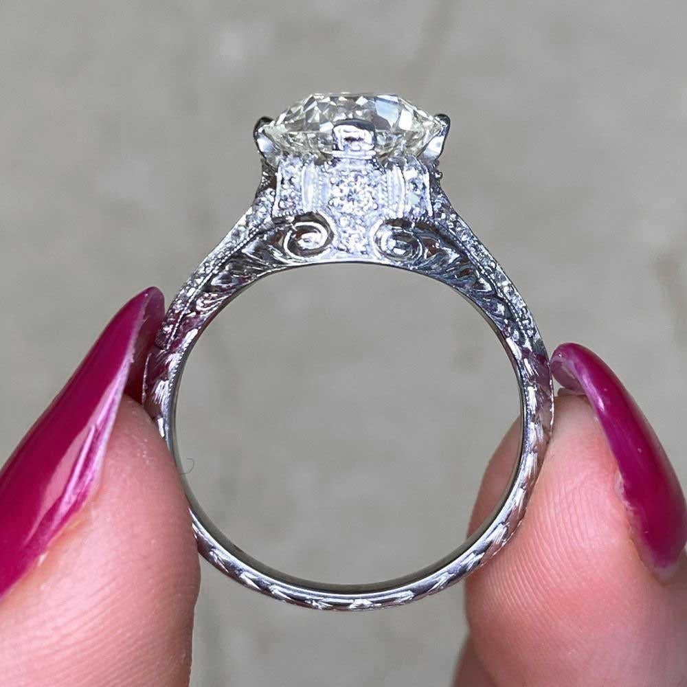Antique 2.50ct Old European Cut Diamond Engagement Ring, Platinum, Circa 1925 For Sale 6