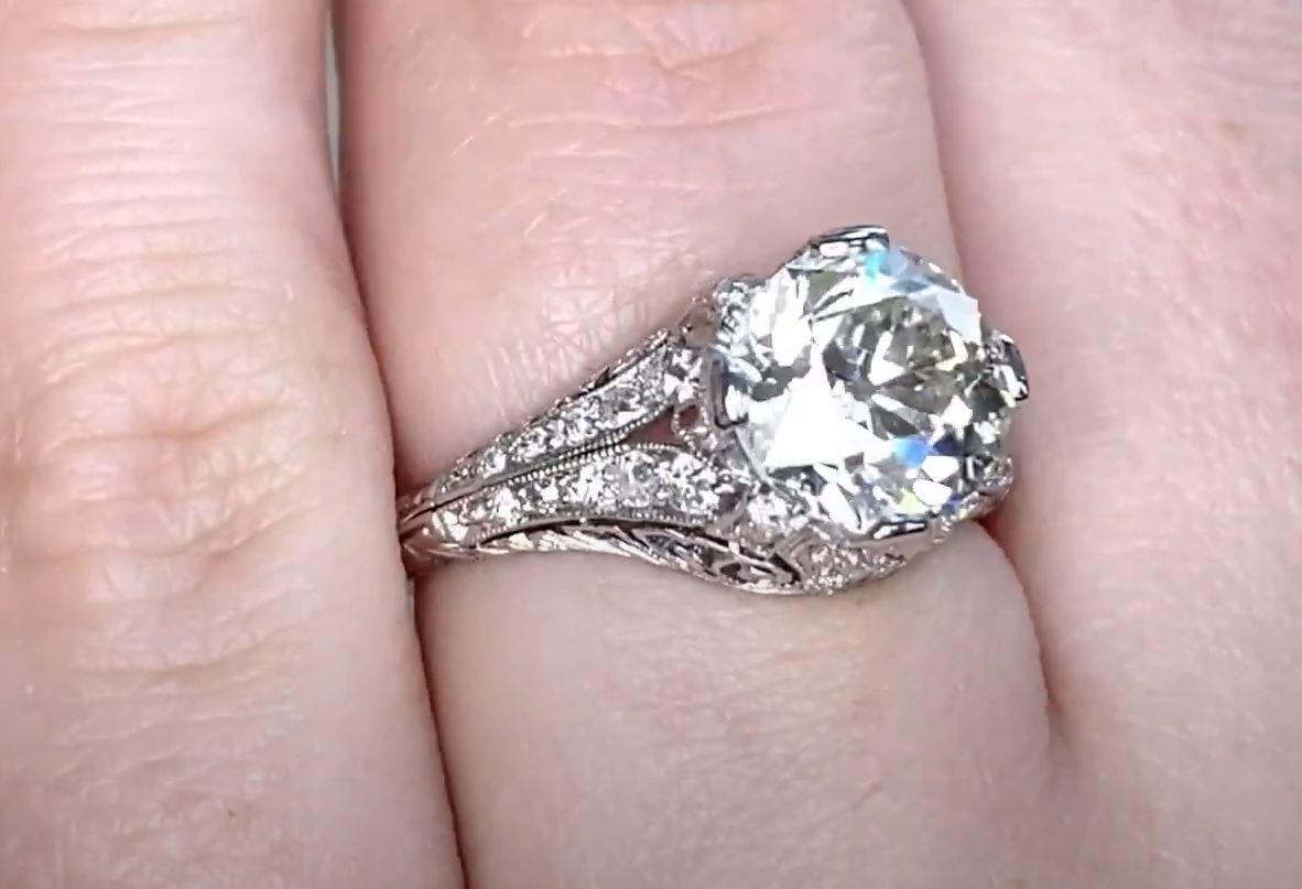 Women's Antique 2.50ct Old European Cut Diamond Engagement Ring, Platinum, Circa 1925 For Sale