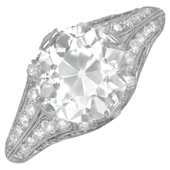 Antique 2.50ct Old European Cut Diamond Engagement Ring, Platinum, Circa 1925 For Sale
