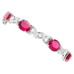 Vintage 2.52 Carat Pink Tourmaline and 1.90 Carat Diamond White Gold Bracelet