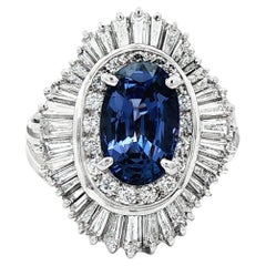 Antique 2.56 Carat GIA Certified Violet Spinel and Diamond Platinum Ring